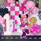 Minnie Racer Pink Suit Cutout-Custom Face Digital Party Decoration-Printable File for Birthday Minnie Racer Pink Suit Cutout-Custom Face Digital Party Decoration-Printable File for Birthday