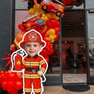 Firefighter Cutout-Custom Face Digital Party Decoration-Printable File for Birthday Backdrop