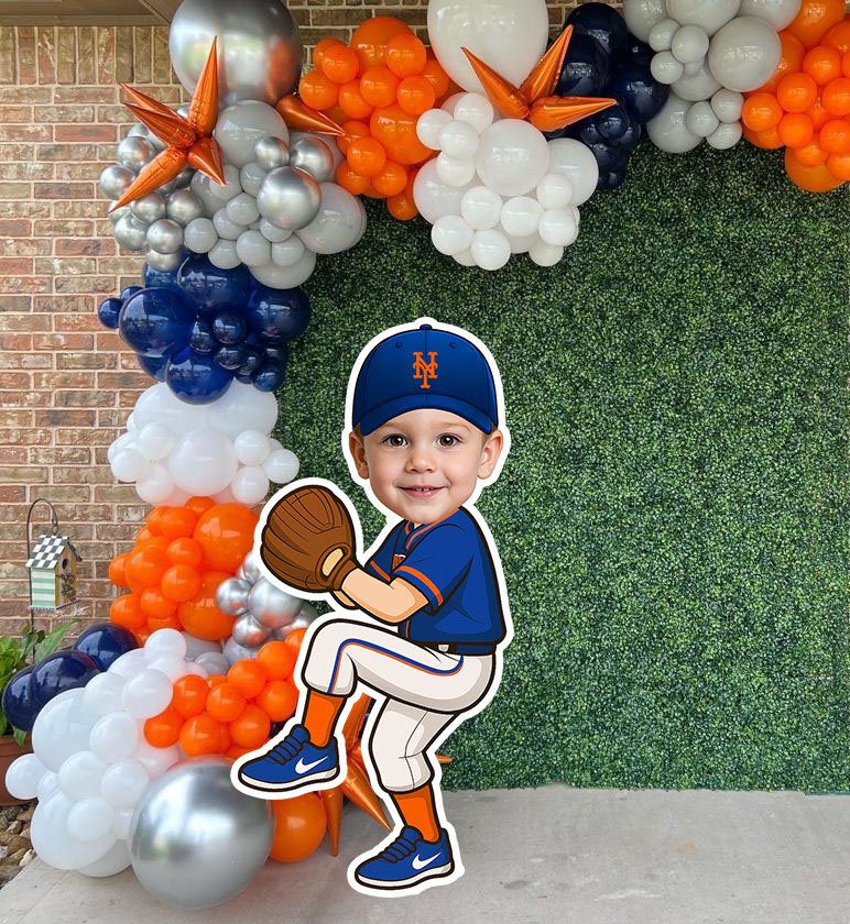 New York Baseball Character &acirc;�� Personalized Face Cutout &acirc;�� Printable Party Prop &acirc;�� Digital File