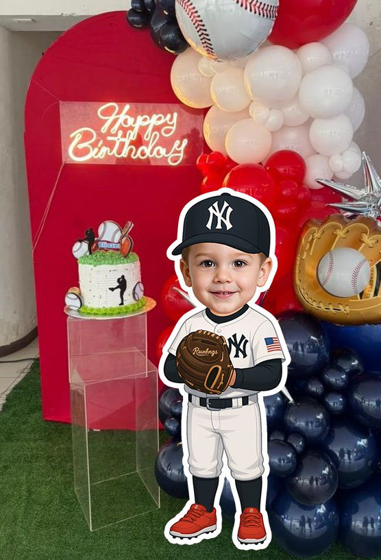 Cutout Cartoon Baseball Character &acirc;�� Personalized Face-Digital Party Prop &acirc;�� Printable Decoration
