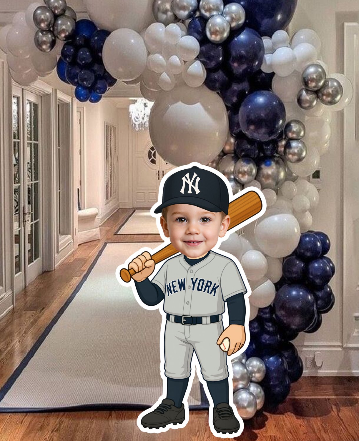 Printable Baseball Player Standee &acirc;�� Gray Jersey Theme &acirc;�� Custom Face Digital Download