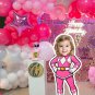 Pink Superhero Warrior Girl Cutout – Custom Face Cartoon – Digital Party Prop