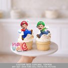 Mario & Luigi Custom Face Cupcake Toppers – Digital File Mario & Luigi Custom Face Cupcake Toppers – Digital File