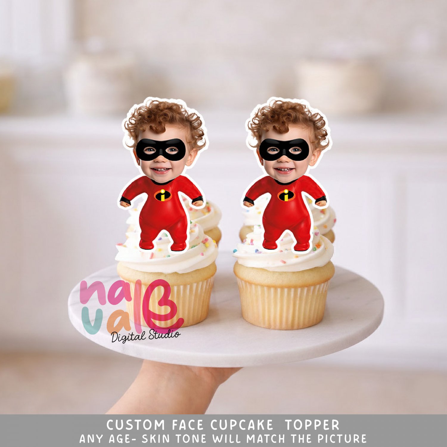 Jack Jack Heroic Infant Custom Face Toppers &acirc;�� Red Suit Mask Super Sibling Digital File
