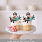 Time Flies Aviator Custom Face Cupcake Toppers – Baby Pilot High Clouds Digital File Time Flies Aviator Custom Face Cupcake Toppers – Baby Pilot High Clouds Digital File