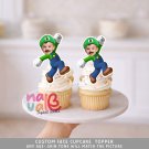 Luigi Green Plumber Custom Face Cupcake Toppers – Jumping Video Game Hero Digital File Luigi Green Plumber Custom Face Cupcake Toppers – Jumping Video Game Hero Digital File