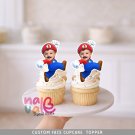 Mario Jumping Plumber Custom Face Cupcake Toppers – Red Cap Mushroom Theme Digital File