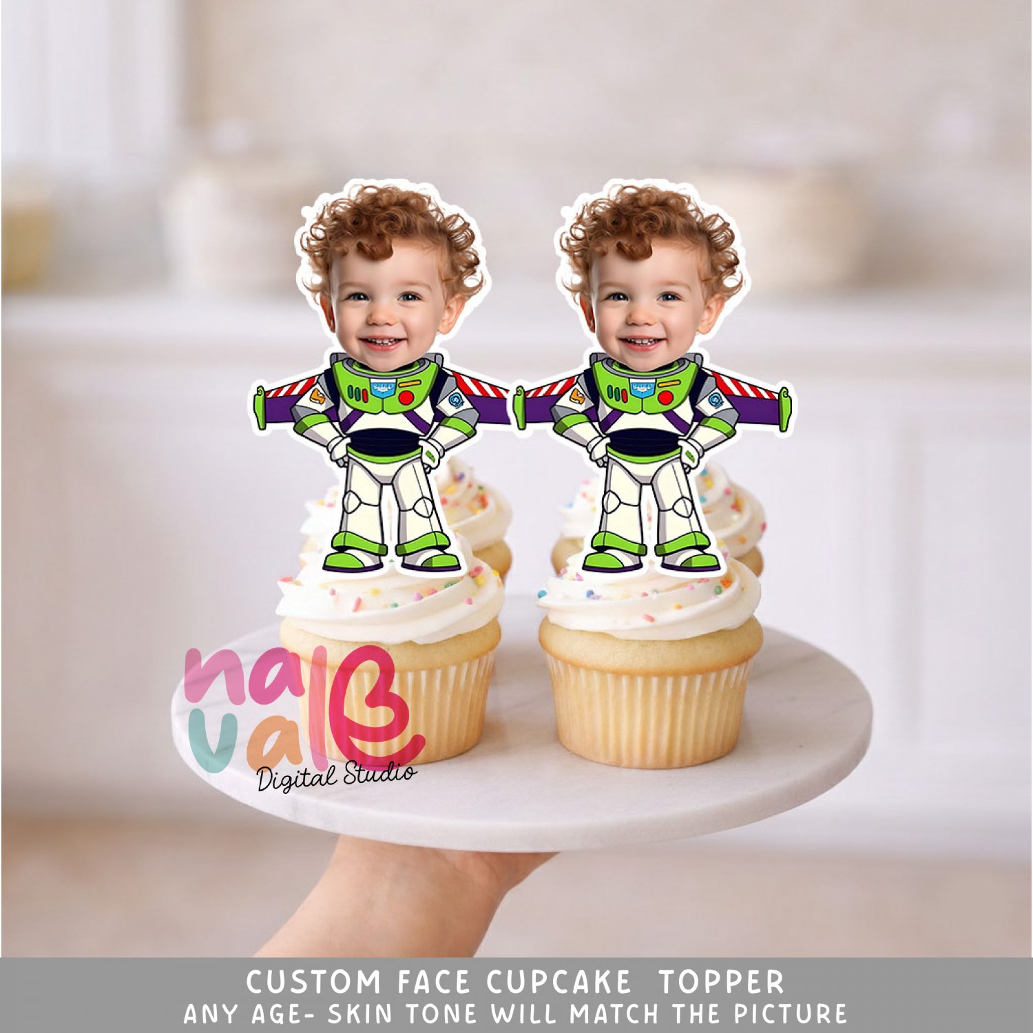 Buzz Lightyear Custom Face Cupcake Toppers &acirc;�� Space Ranger Hero Theme Digital File