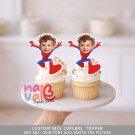 Spidey Little Web-Slinger Custom Face Cupcake Toppers – Red Blue Hero Theme Digital File