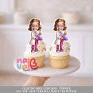 Little Scientist Girl Custom Face Cupcake Toppers – Science Lab STEM Theme Digital File