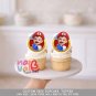 Mario Video Game Round Custom Face Cupcake Toppers – Red Plumber Retro Theme Digital File