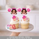 Pink Princess Cheer Custom Face Cupcake Toppers – Magical Spirit Squad Digital File