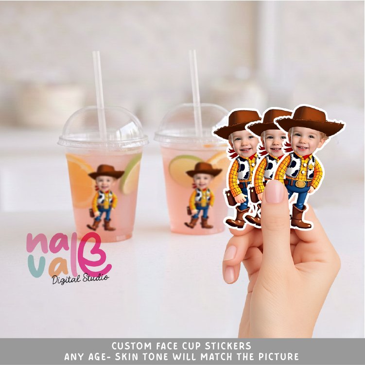 Woody Toy Story Cowboy Custom Face Stickers &acirc;�� Western Sheriff Theme Digital File