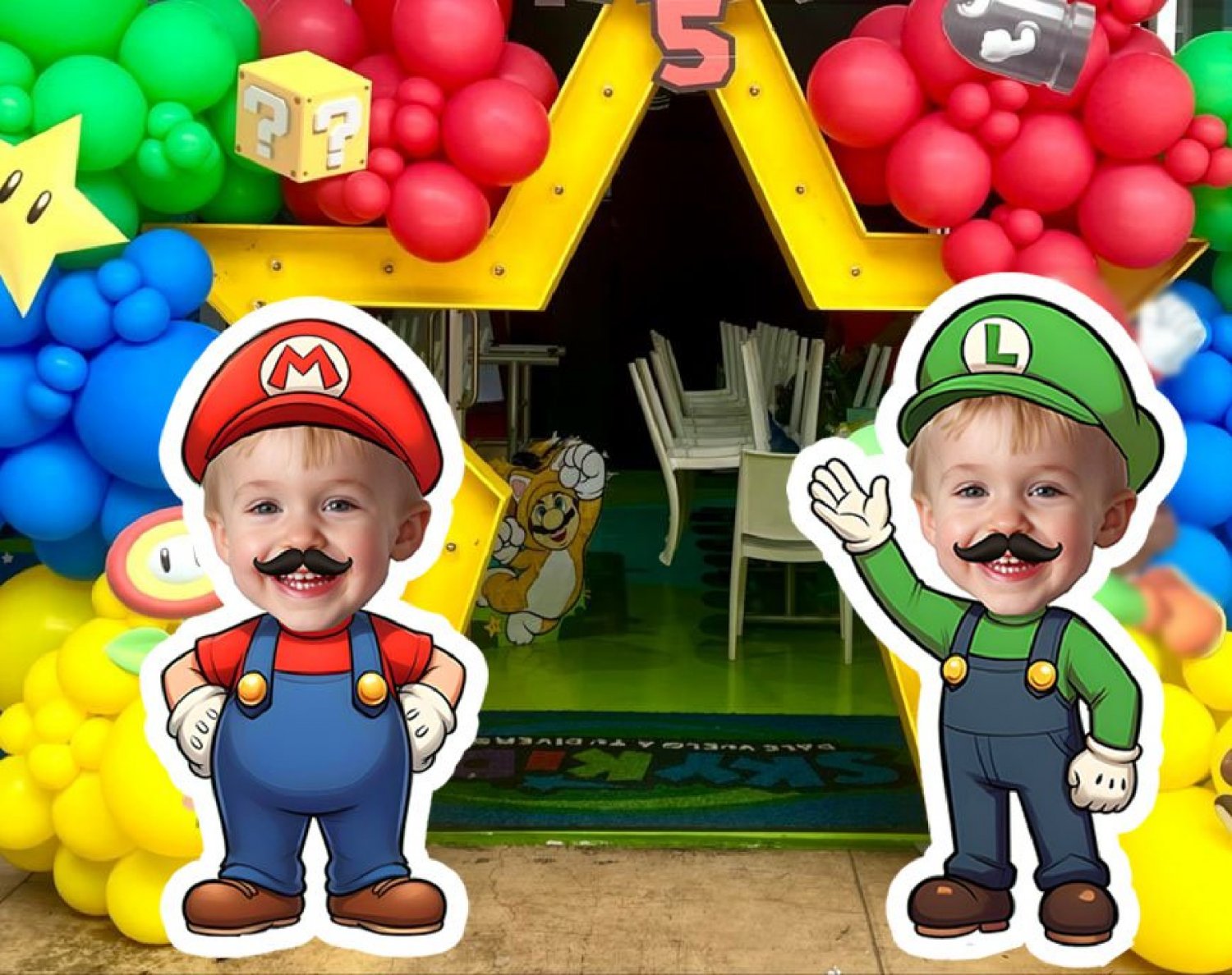 Mario & Luigi Cutouts&acirc;��Custom Face Digital Party Decoration&acirc;��Printable File for Birthday & Props