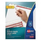 Avery 11417 Clear Label Index Maker Dividers, 8.5 x 11, White, 8 Tabs/Set