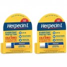 2 Pk Herpecin-L LIP BALM STICK SPF 30 Protectant Sunscreen cold sore .10oz Ea
