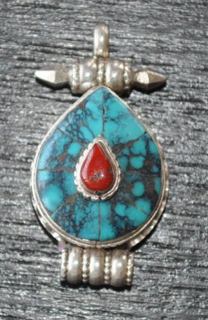 Heart pendant with turquise coral-p12-rs