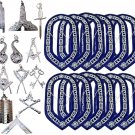 Blue Lodge Masonic Silver Chain Collars with Jewels Complete Set of 12