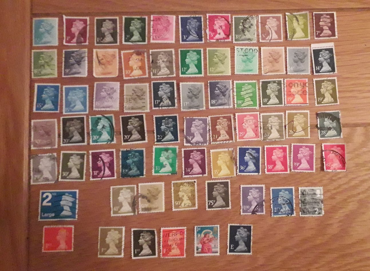 GB, QE11 era, 69 Different used Machin Definitive Postage Stamps