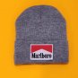 Gray Knit Cuffed Patched Beanie