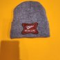 Gray Knit Cuffed Patched Beanie