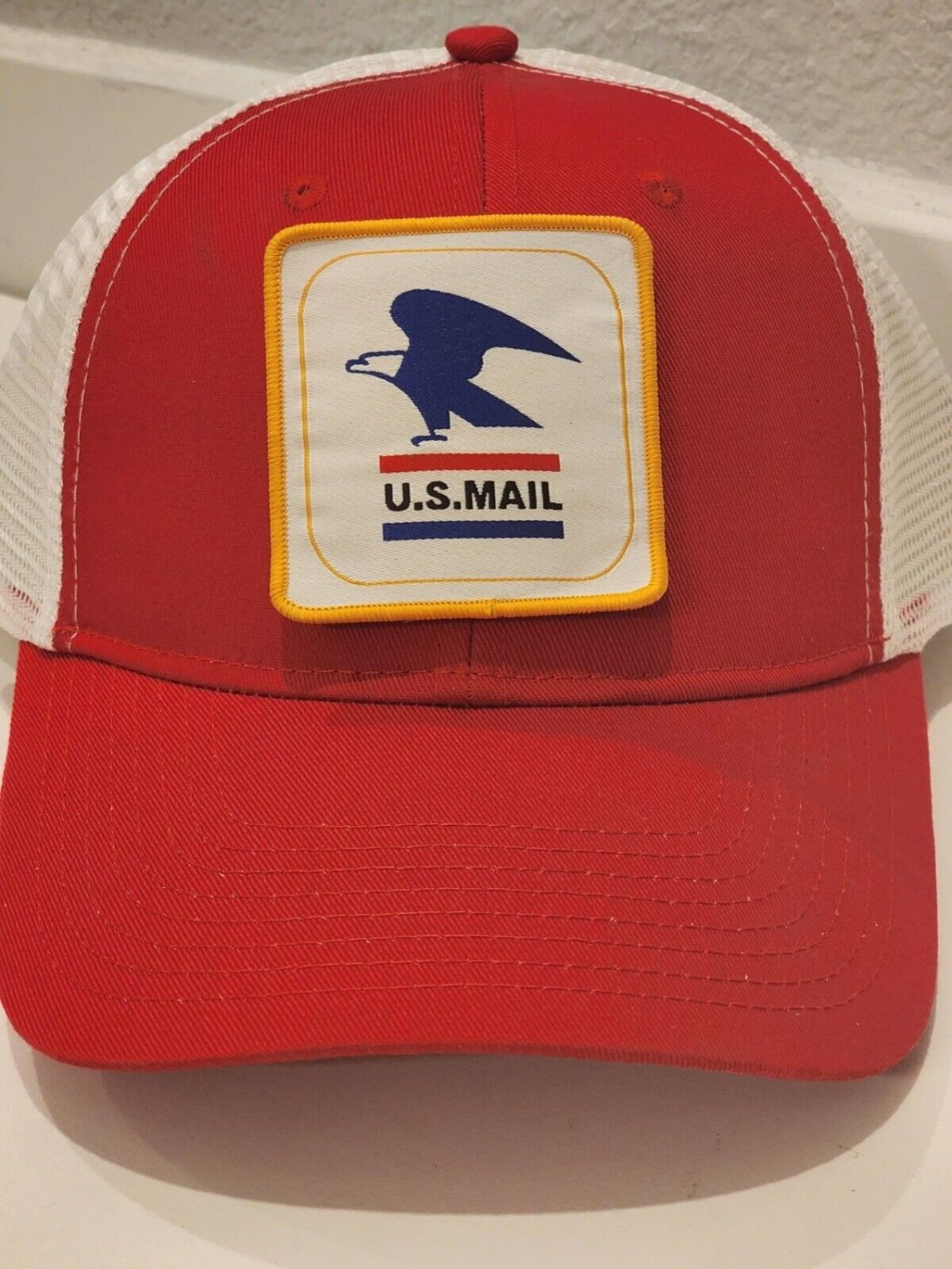 U.S MAIL Patch Red/White Mesh Snapback Trucker Hat