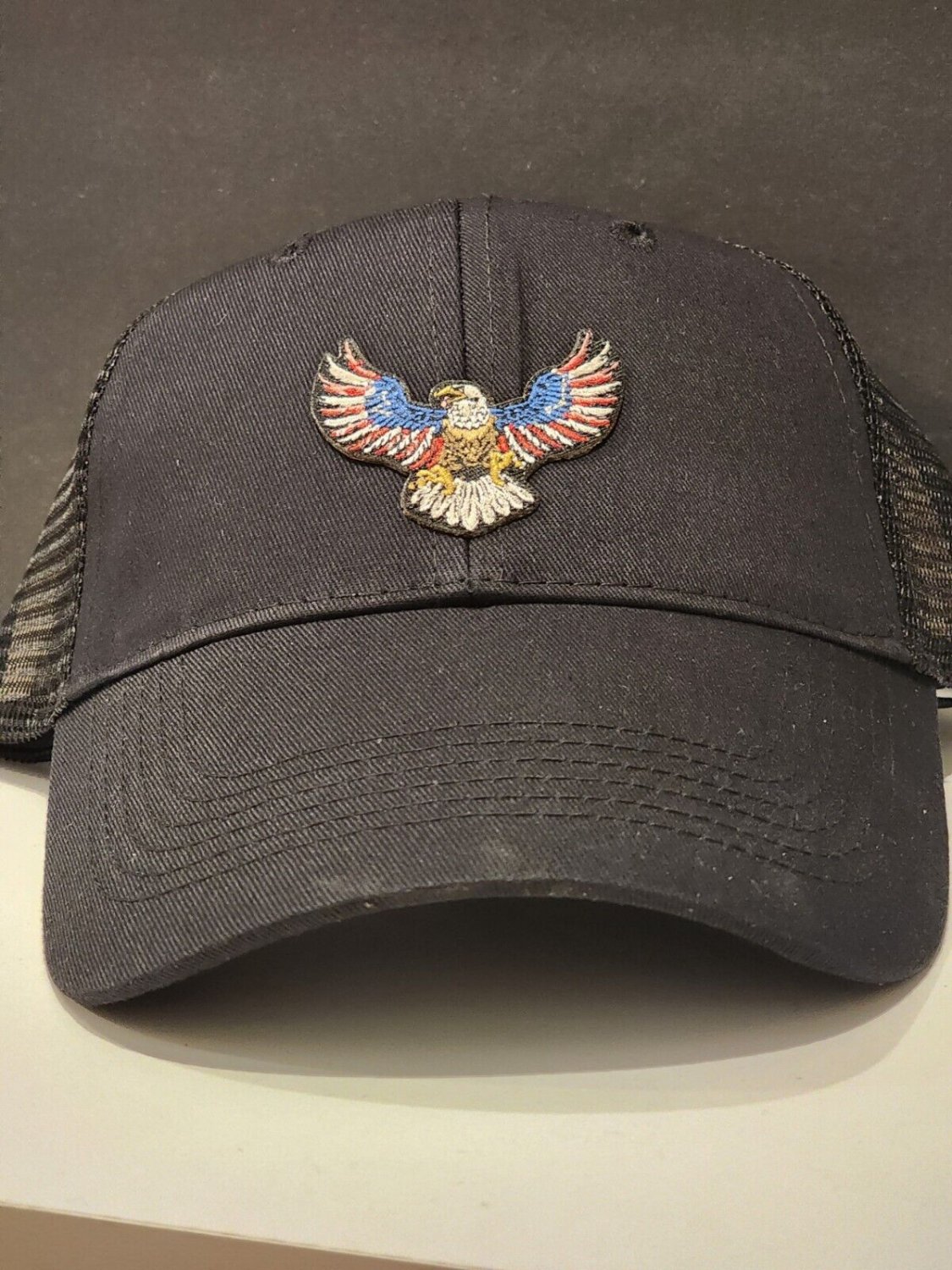 American Eagle Patch Black Mesh Snapback Trucker Hat