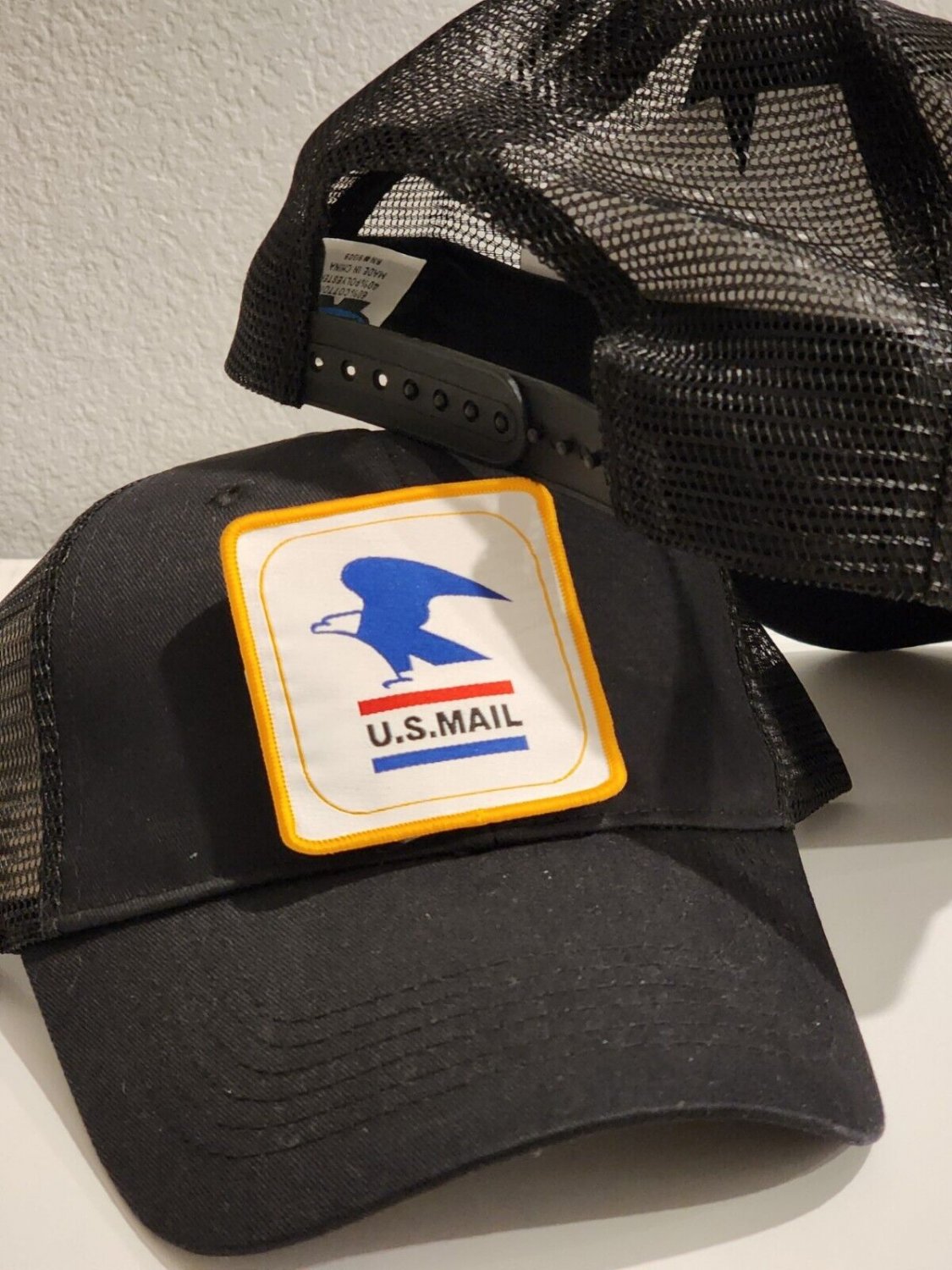 U.S MAIL Patch Black Mesh Snapback Trucker Hat