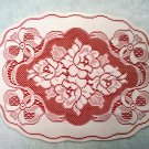 Roses and Bows Placemats White Lace On Red Fabric Backing Set Of (4) Oxford House
