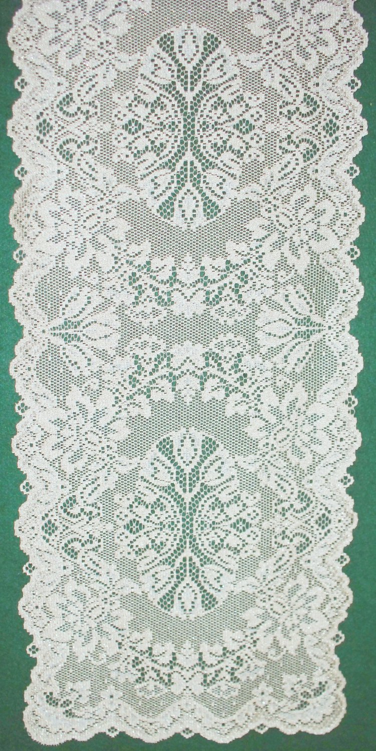 Table Runner Savoy White 14 x 54 Lace Table Runner Heritage Lace