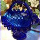 Cobalt Blue Hobnail Basket