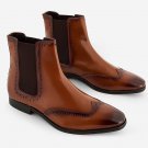 Express Tan Cognac Genuine Leather Brogue Chelsea Boots 6602 Brand New Size 10