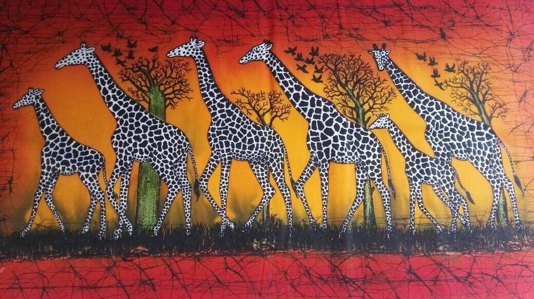 Giraffes wall hanging batik