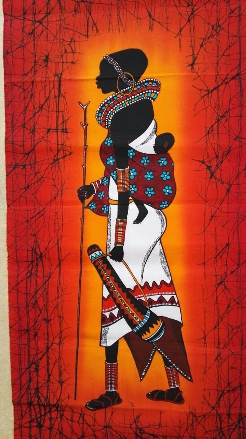 Maasai woman wall hanging batik