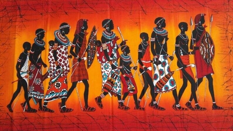 Masai group wall hanging batik
