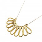 Gold filled chain & fan shaped drops 24k gold plated pendant necklace