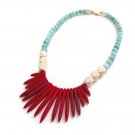 Handmade Red gemstone Howlite, Amazonite, wood beads necklace Handmade Red gemstone Howlite, Amazonite, wood beads necklace