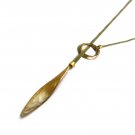 Tie leaf pendant, asymmetric 24k gold plated ring & strip necklace