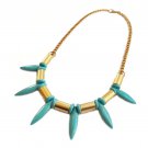 Handmade Turquoise gemstone beads & 24k gold plated tubes beads necklace