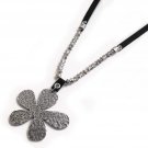 925 silver plated flower Pendant & silver crystals asymmetrical Handmade necklace 925 silver plated flower Pendant & silver crystals asymmetrical Handmade necklace