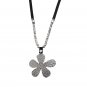925 silver plated flower Pendant & silver crystals asymmetrical Handmade necklace