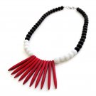 Handmade Red Howlite, White, Black gemstones beads necklace Handmade Red Howlite, White, Black gemstones beads necklace