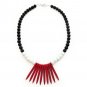 Handmade Red Howlite, White, Black gemstones beads necklace