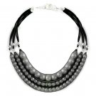 Black mesh tube multi strand unique Handmade necklace