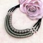 Black mesh tube multi strand unique Handmade necklace