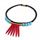 Handmade Red Howlite gemstone, azure crystals & 24k gold plated tube necklace