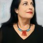 Handmade Red Howlite gemstone, azure crystals & 24k gold plated tube necklace