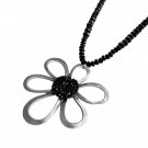 925 silver plated flower Pendant & Black Handmade crystals necklace 925 silver plated flower Pendant & Black Handmade crystals necklace