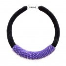 Handmade Purple plastic beads & black cotton thread necklace Handmade Purple plastic beads & black cotton thread necklace