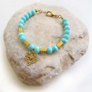 Handmade Azure crystals, cubes & rhombus pendant bracelet